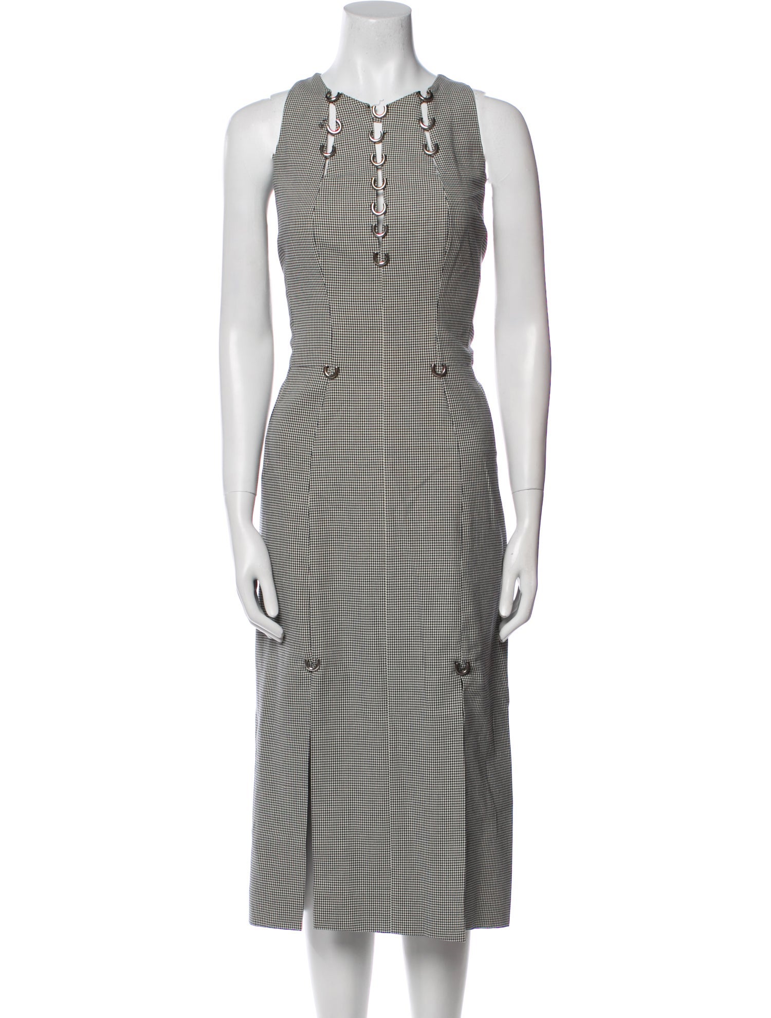 Mugler Houndstooth Print Long Dress