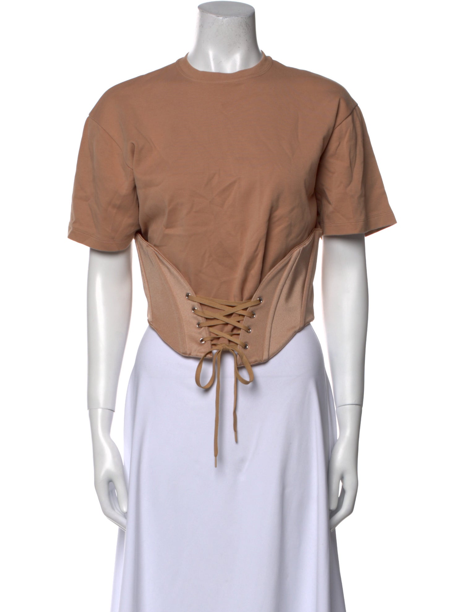 Mugler Crew Neck Short Sleeve Crop Top