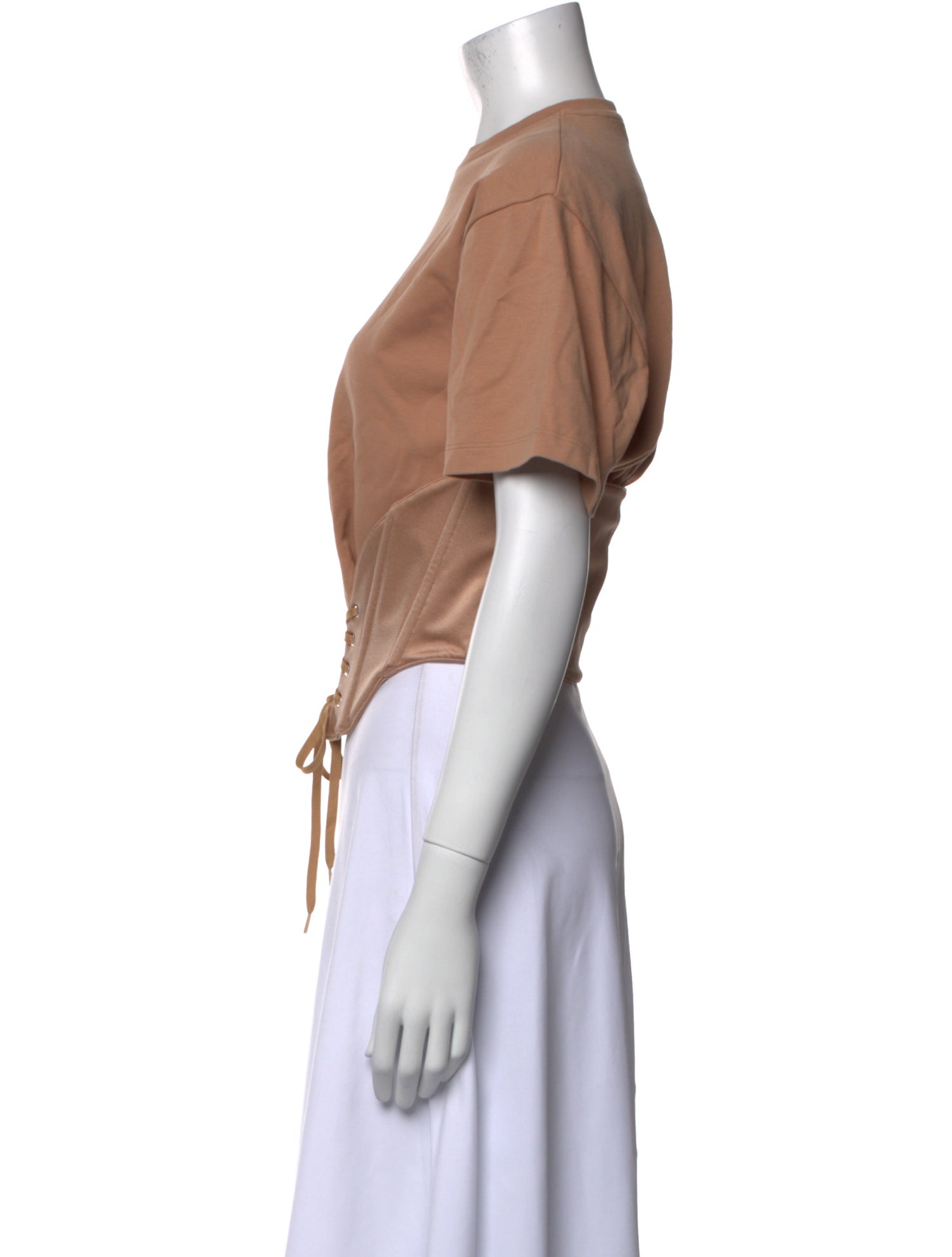 Mugler Crew Neck Short Sleeve Crop Top