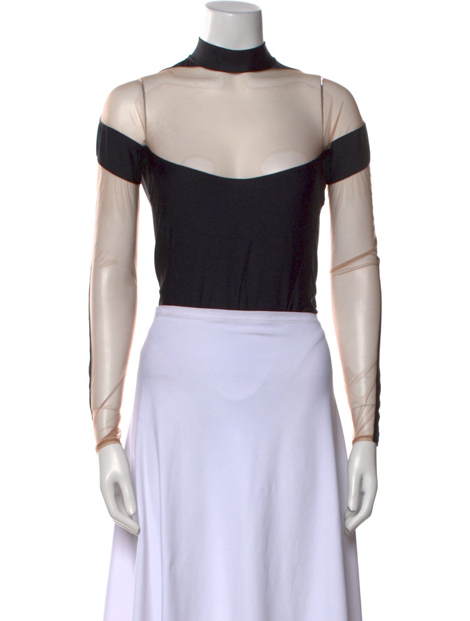 Mugler Nylon Mock Neck Crop Top