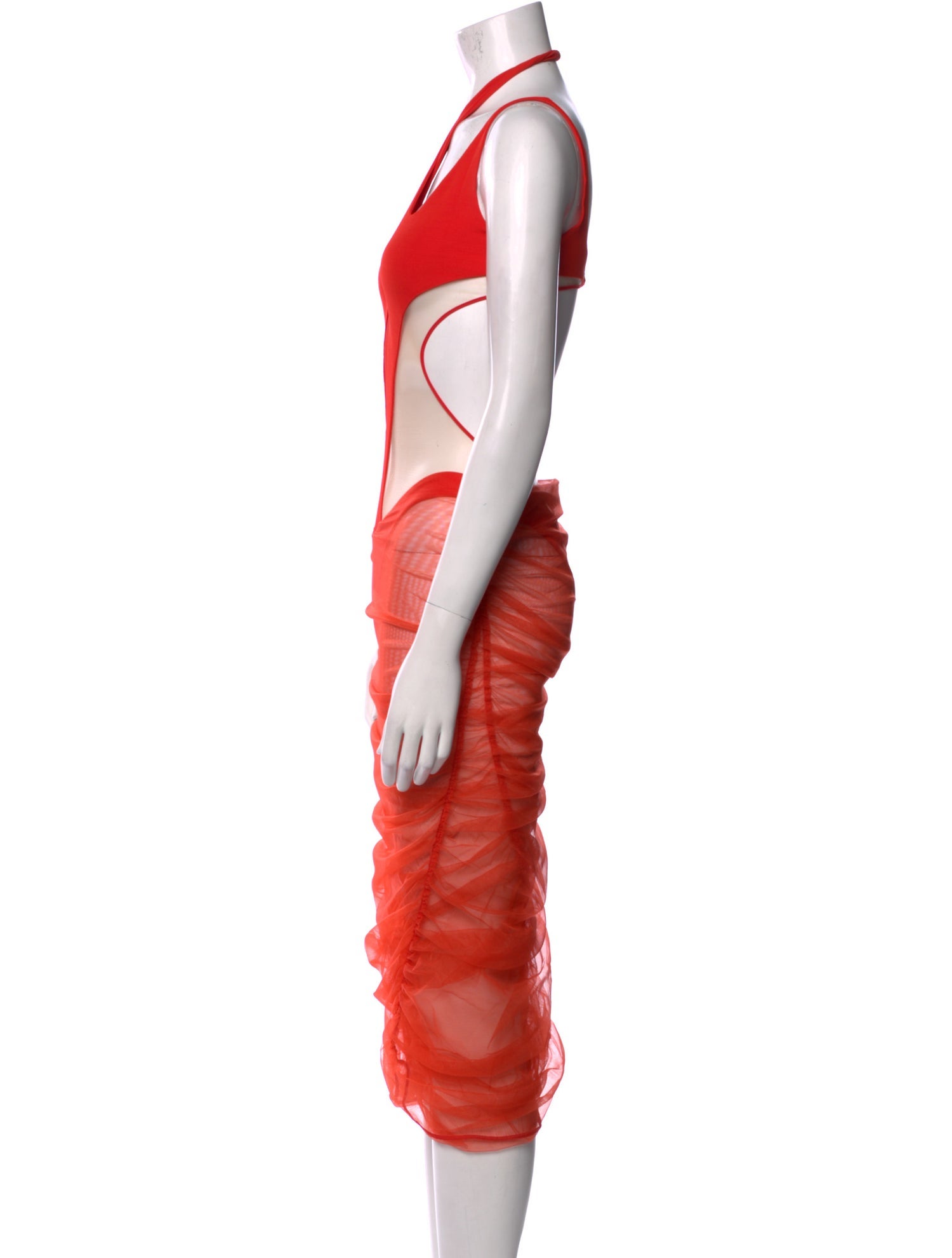 Mugler V-Neck Midi Length Dress