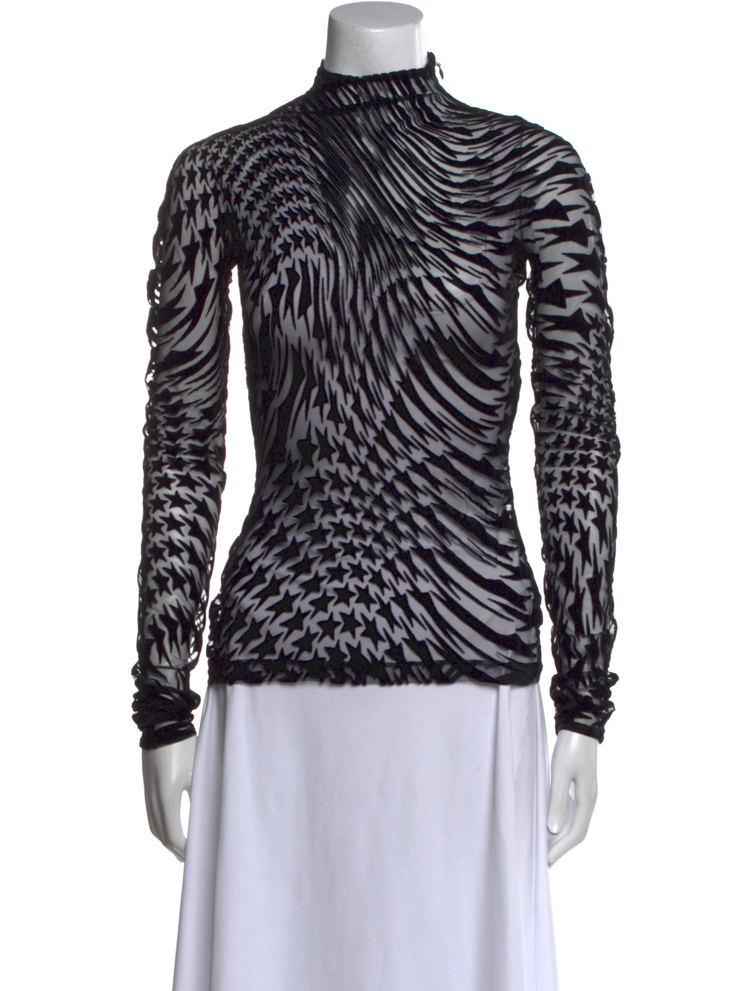 Mugler Printed Mock Neck Top w/ Tags