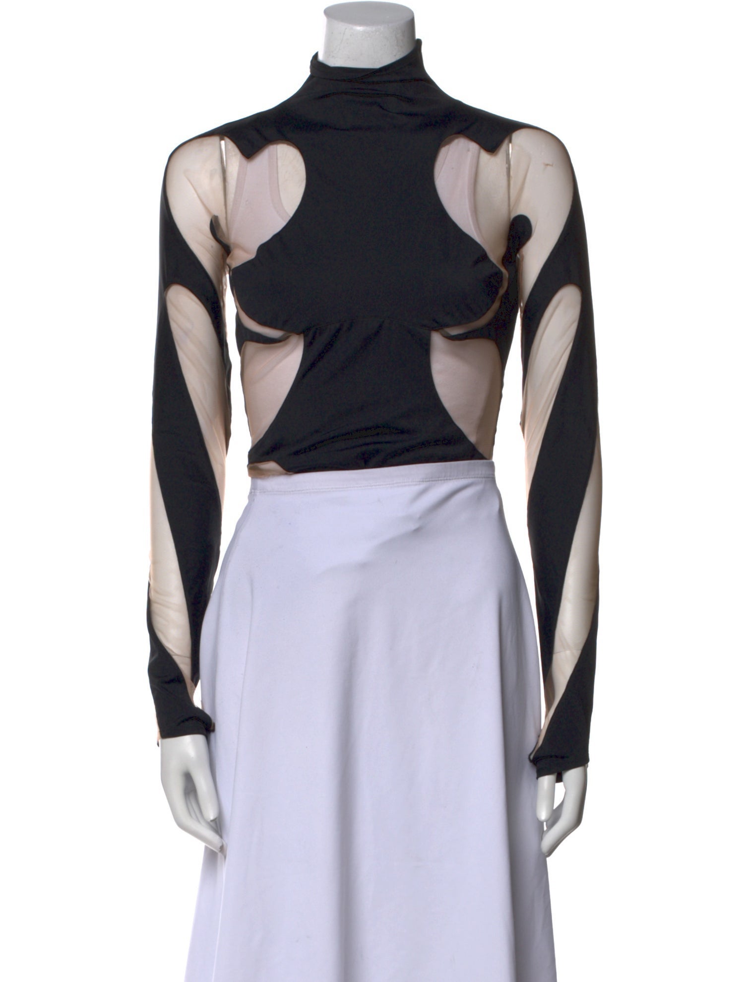 Mugler Printed Turtleneck Crop Top