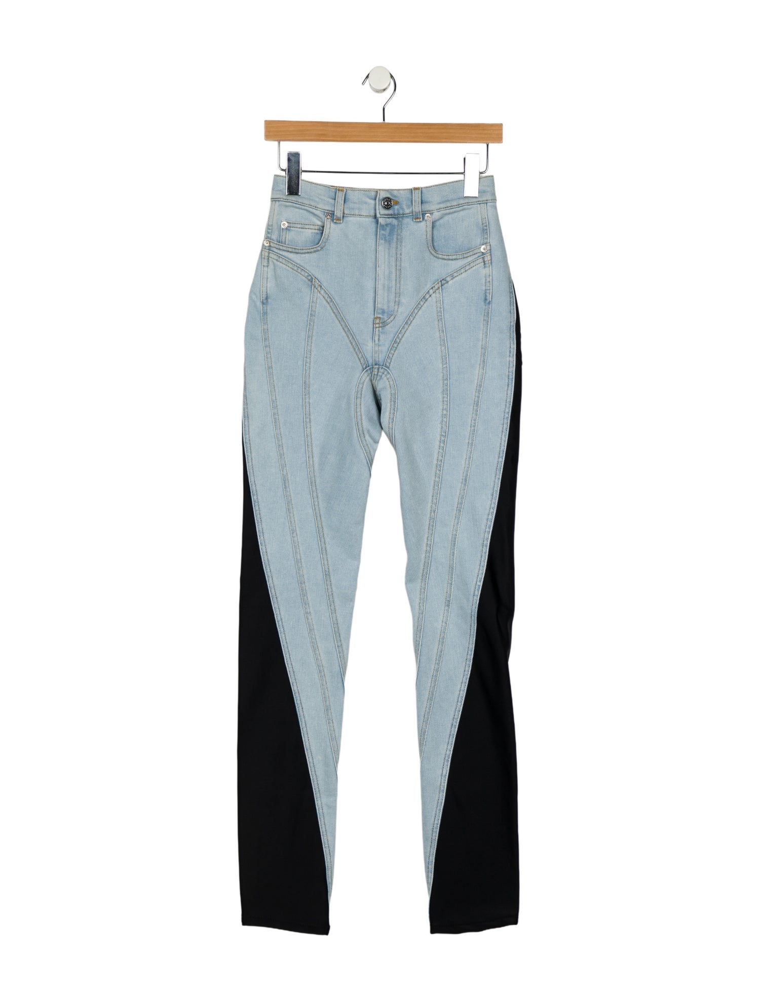 Mugler Colorblock Pattern Skinny Leg Pants