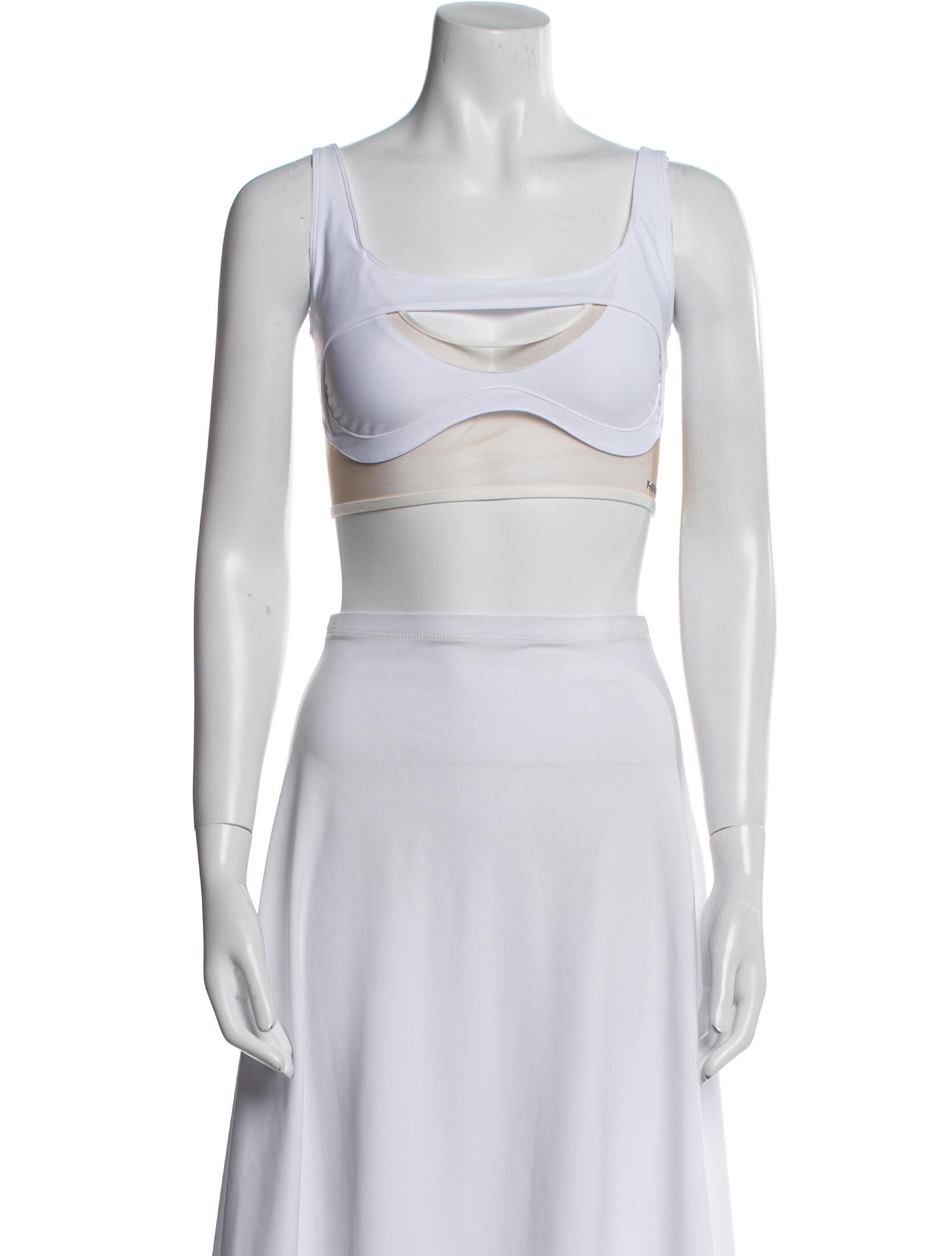 Mugler Square Neckline Sleeveless Crop Top