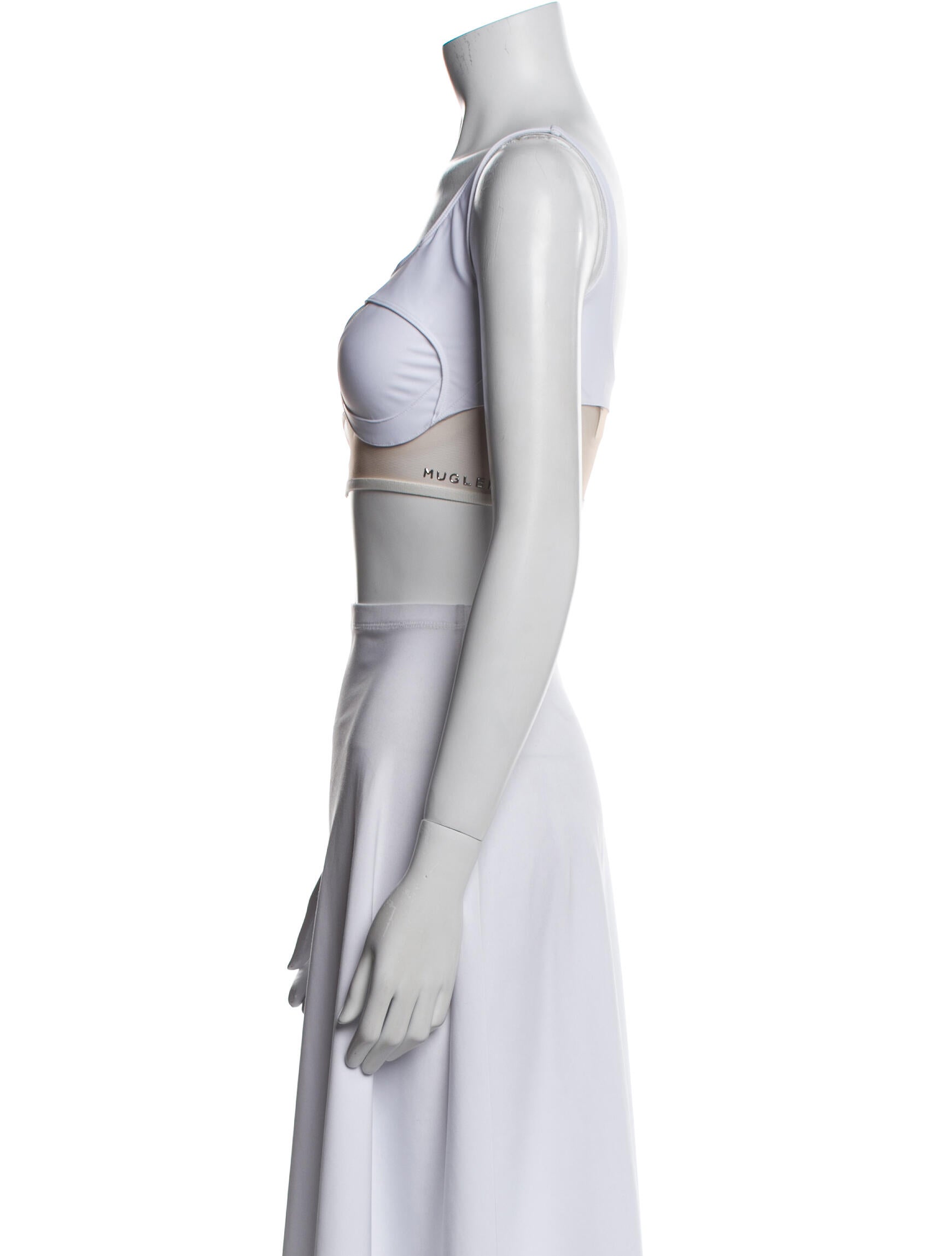 Mugler Square Neckline Sleeveless Crop Top