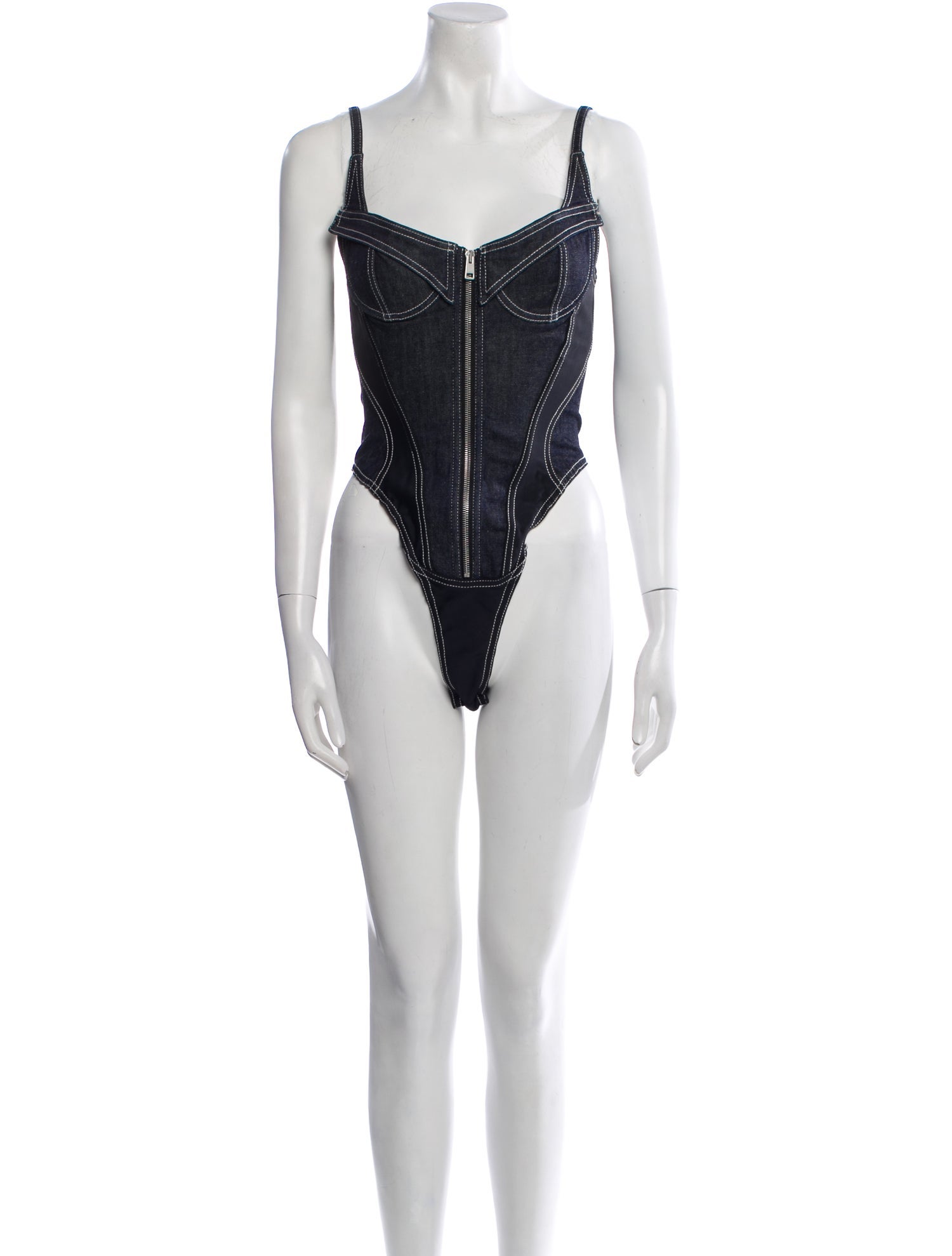 Mugler Square Neckline Sleeveless Bodysuit