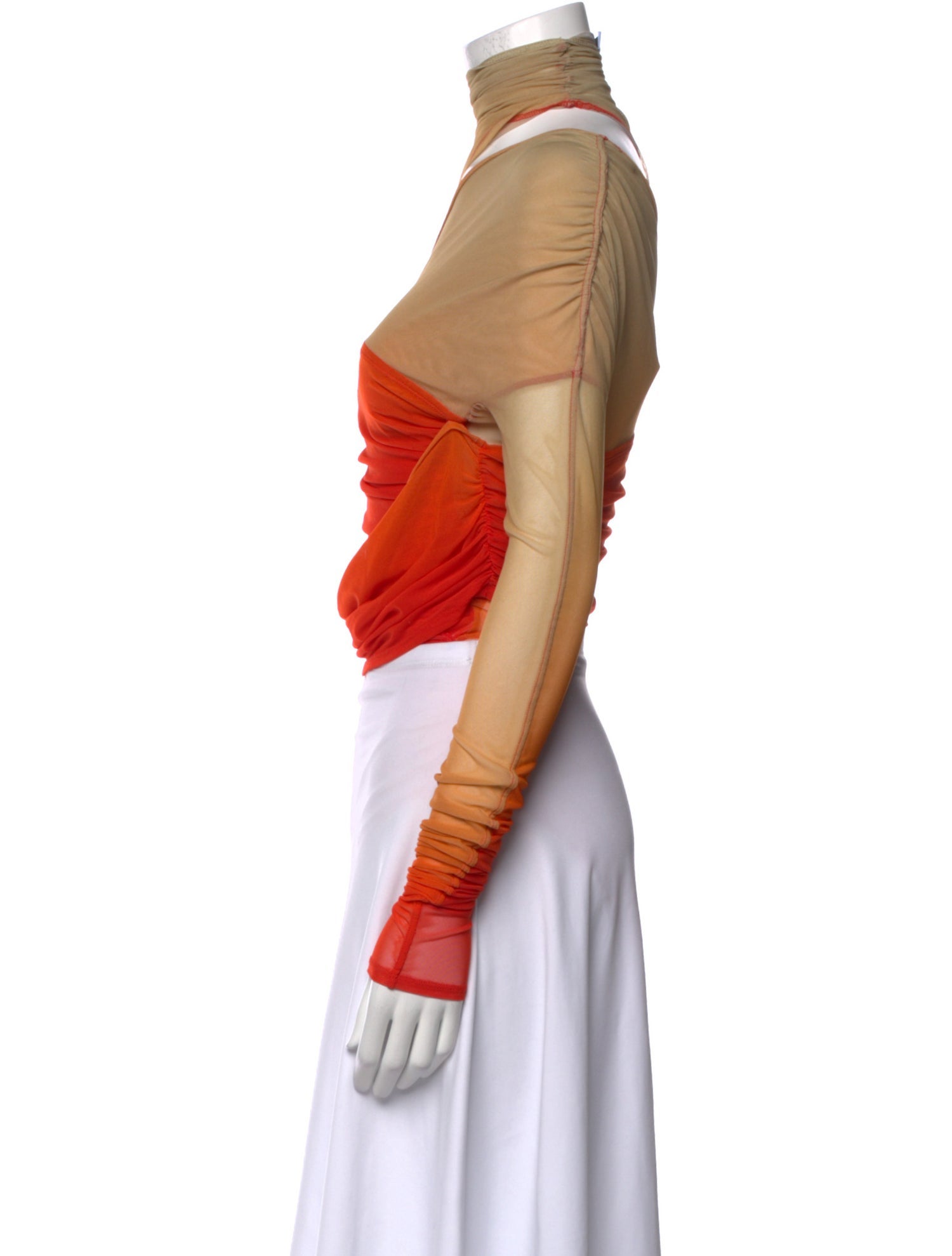 Mugler Asymmetrical Long Sleeve Crop Top