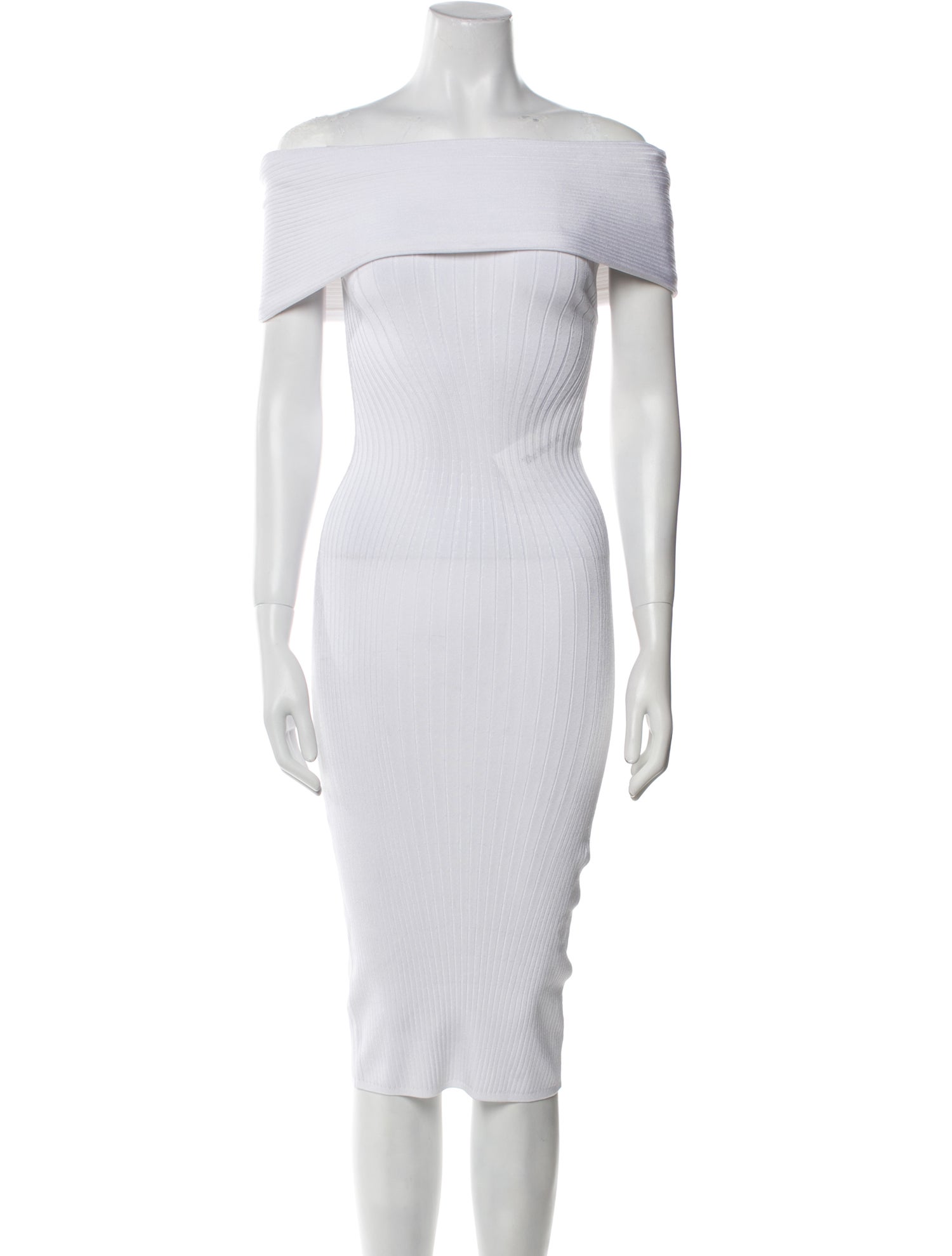 Mugler Off-The-Shoulder Midi Length Dress
