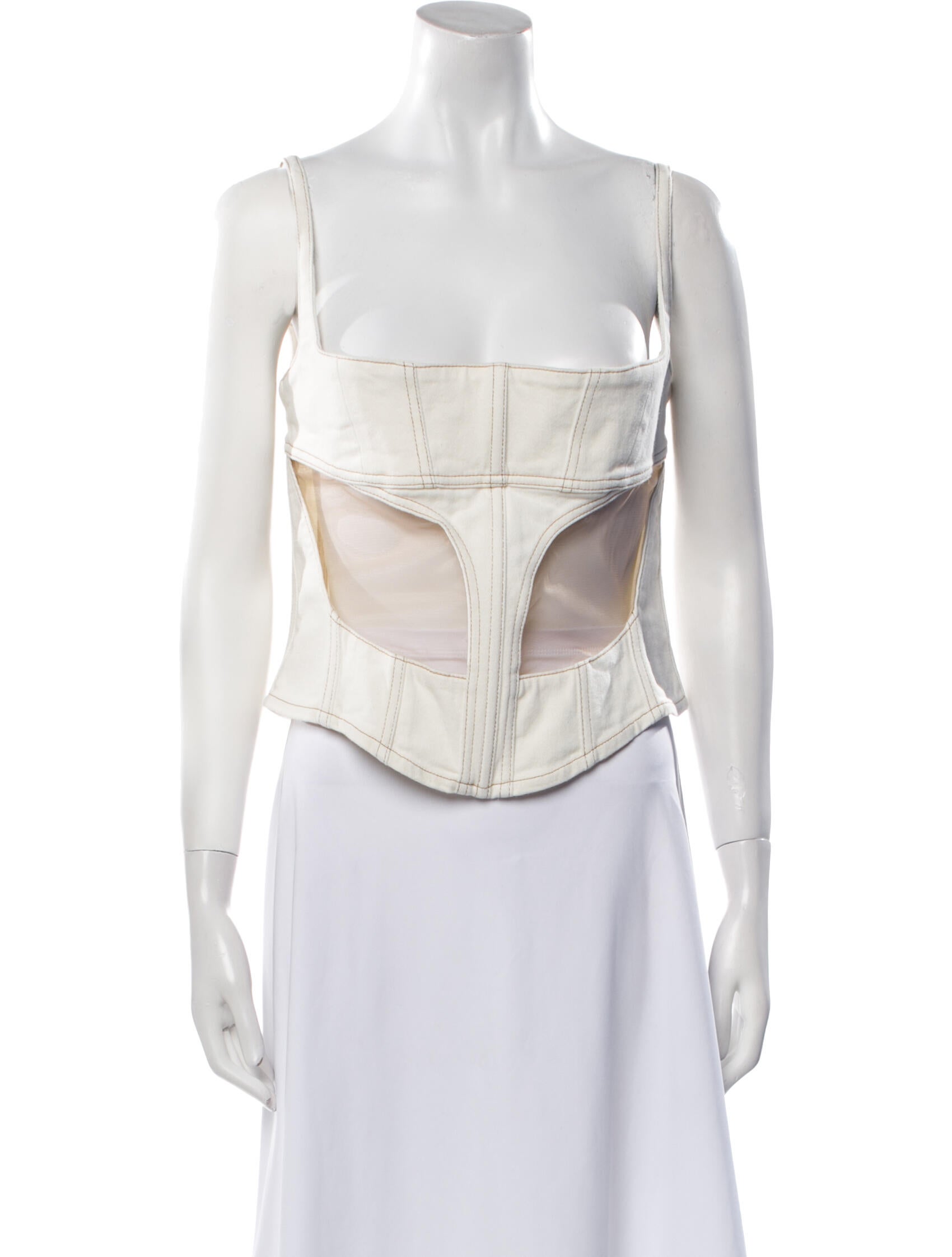 Mugler Square Neckline Sleeveless Crop Top w/ Tags