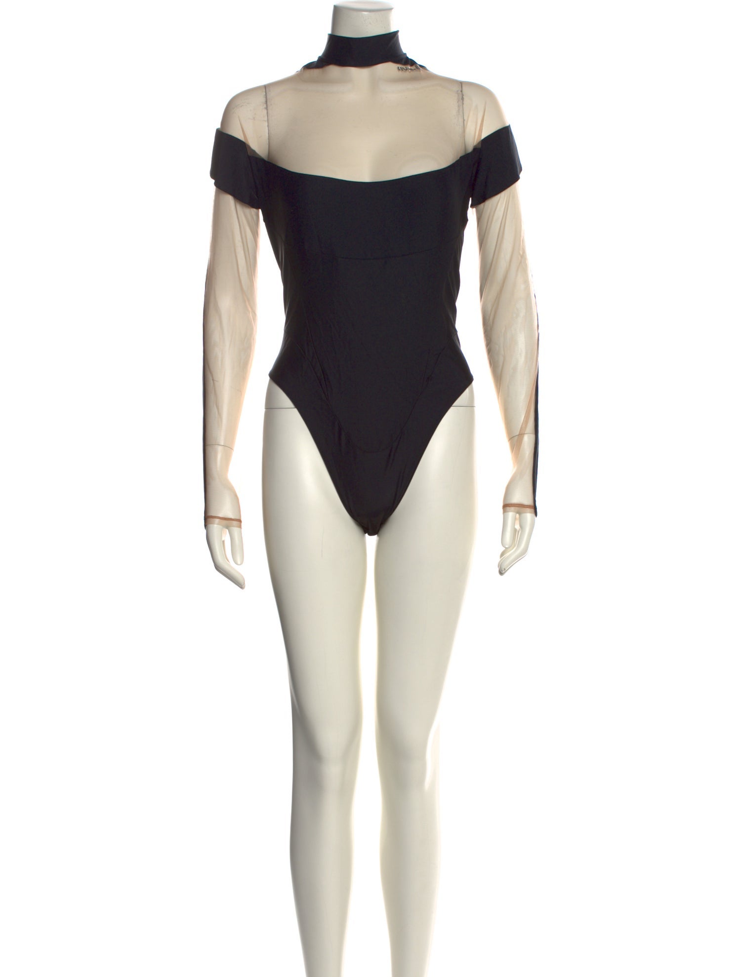 Mugler Mock Neck Short Sleeve Bodysuit