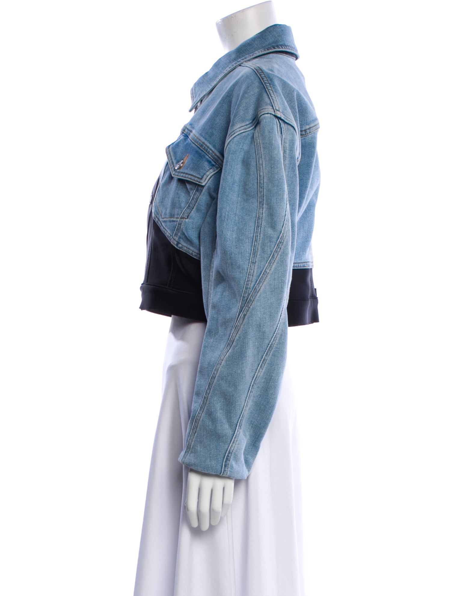 Mugler Colorblock Pattern Denim Jacket