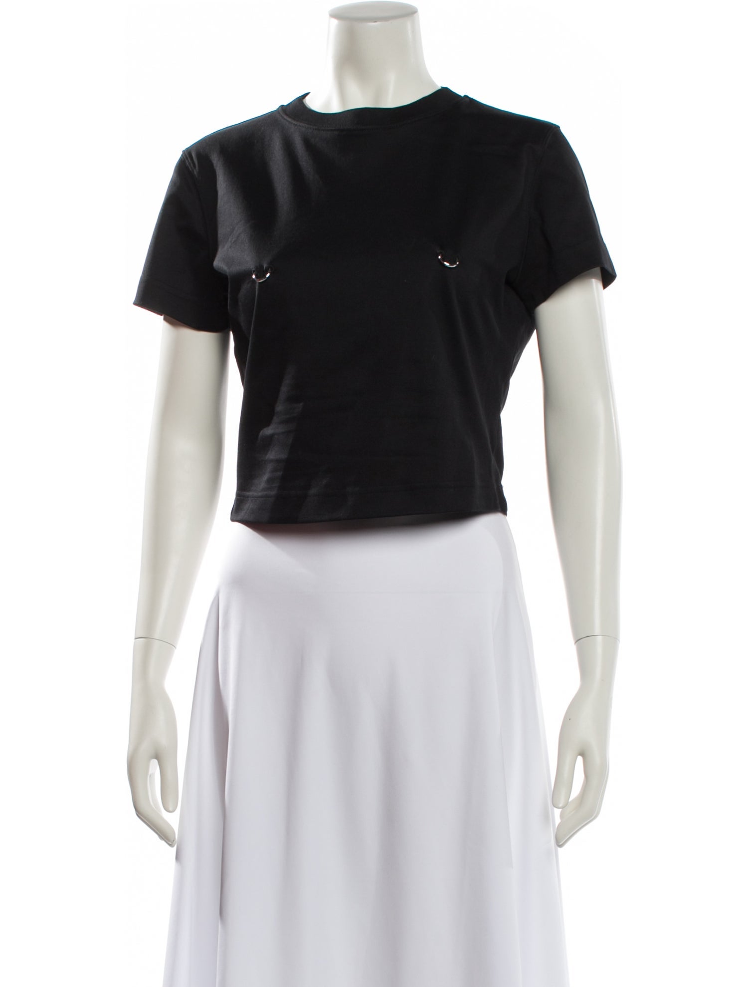 Mugler Crew Neck Short Sleeve Crop Top