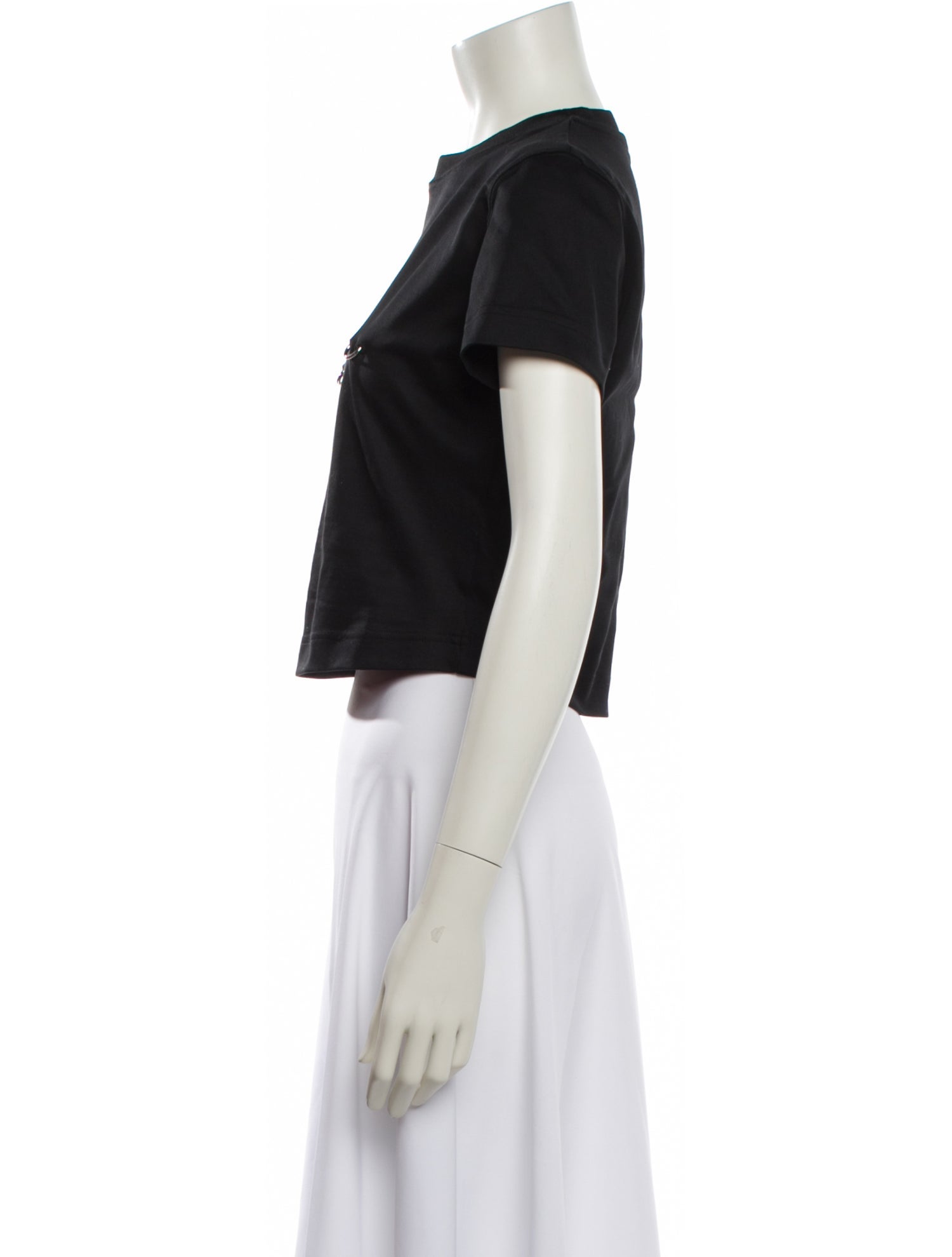 Mugler Crew Neck Short Sleeve Crop Top
