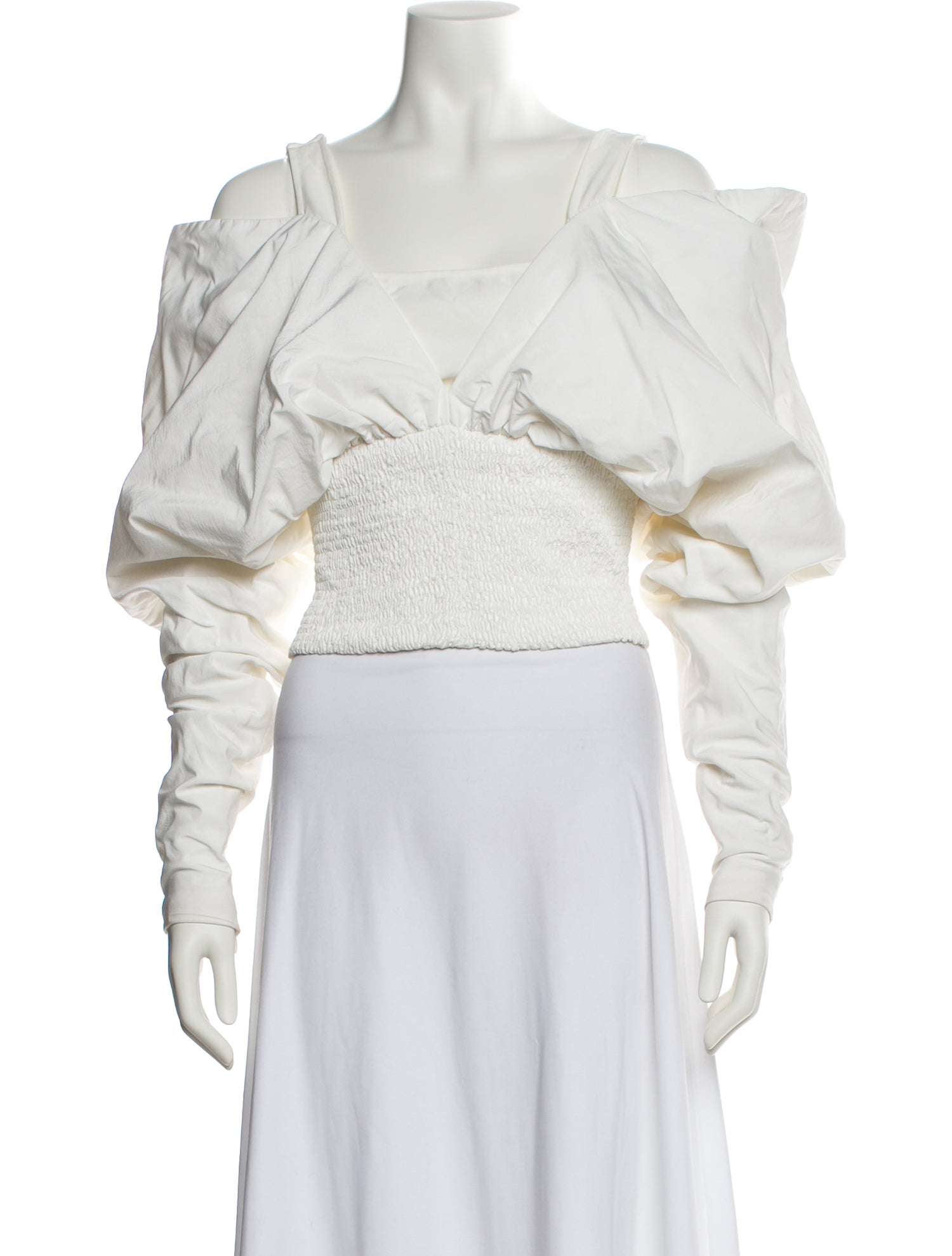 Mugler Square Neckline Long Sleeve Crop Top