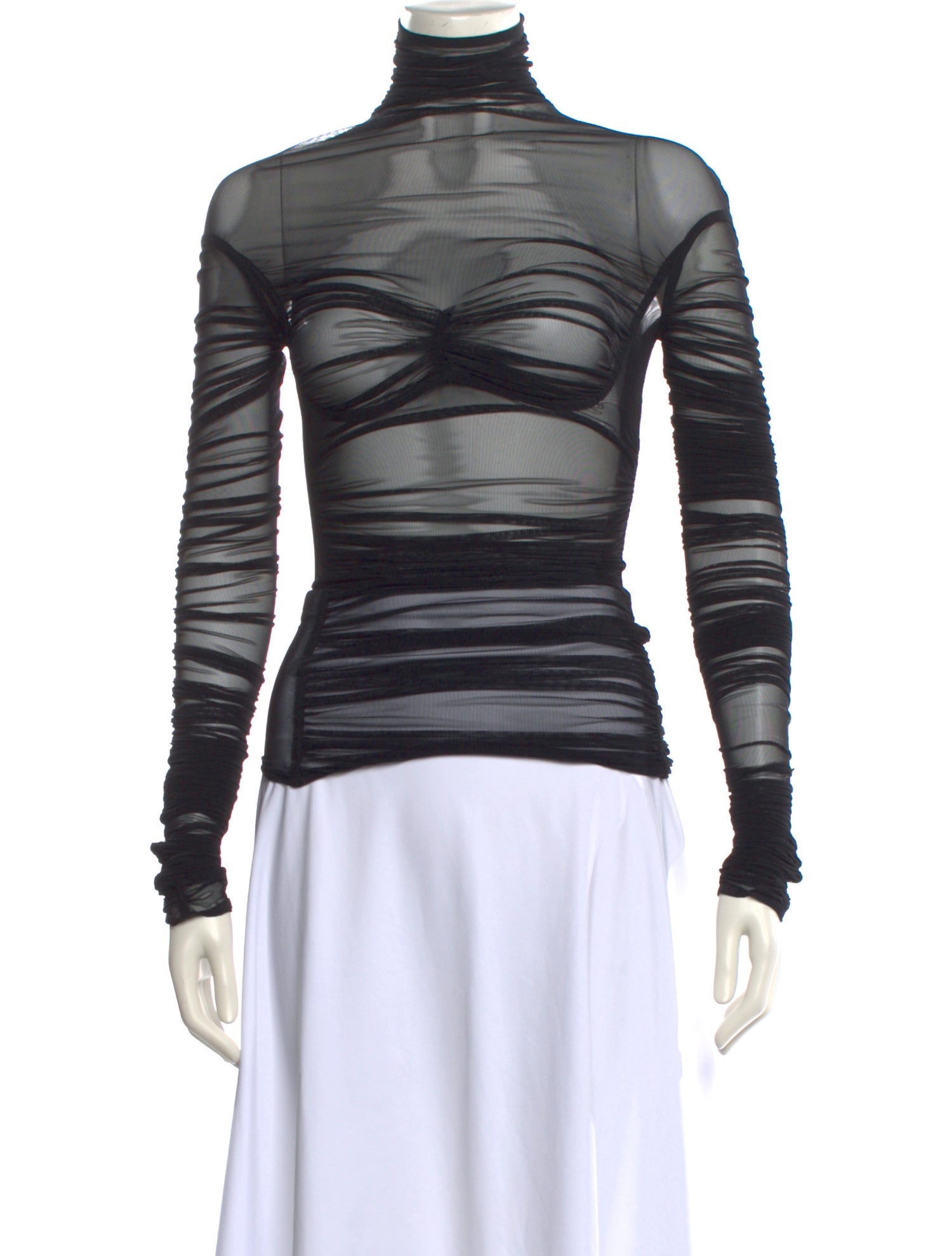 Mugler Striped Turtleneck Top