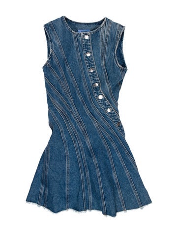 Pre-owned Mugler Striped Mini Dress In Blue