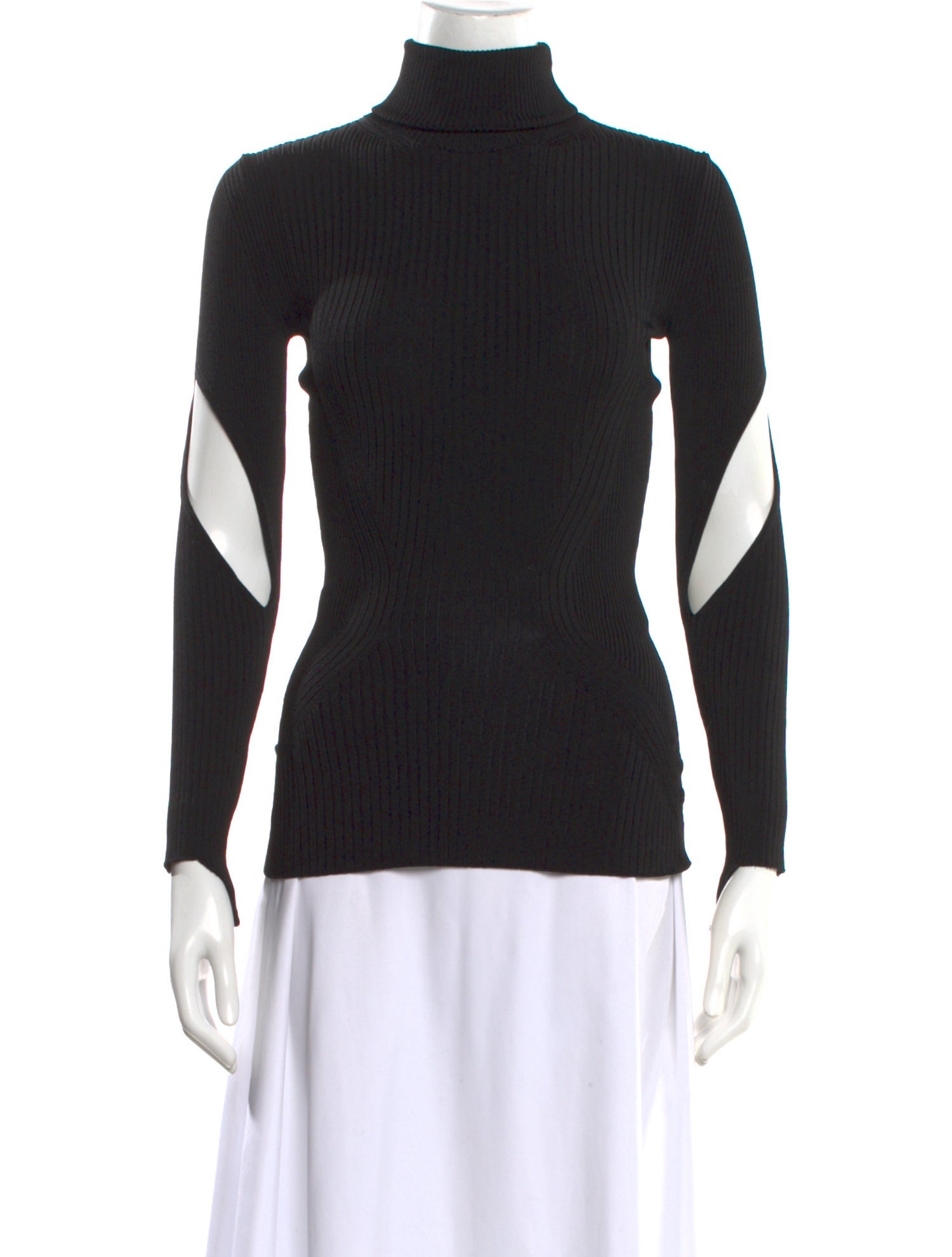 Mugler Colorblock Pattern Turtleneck Top