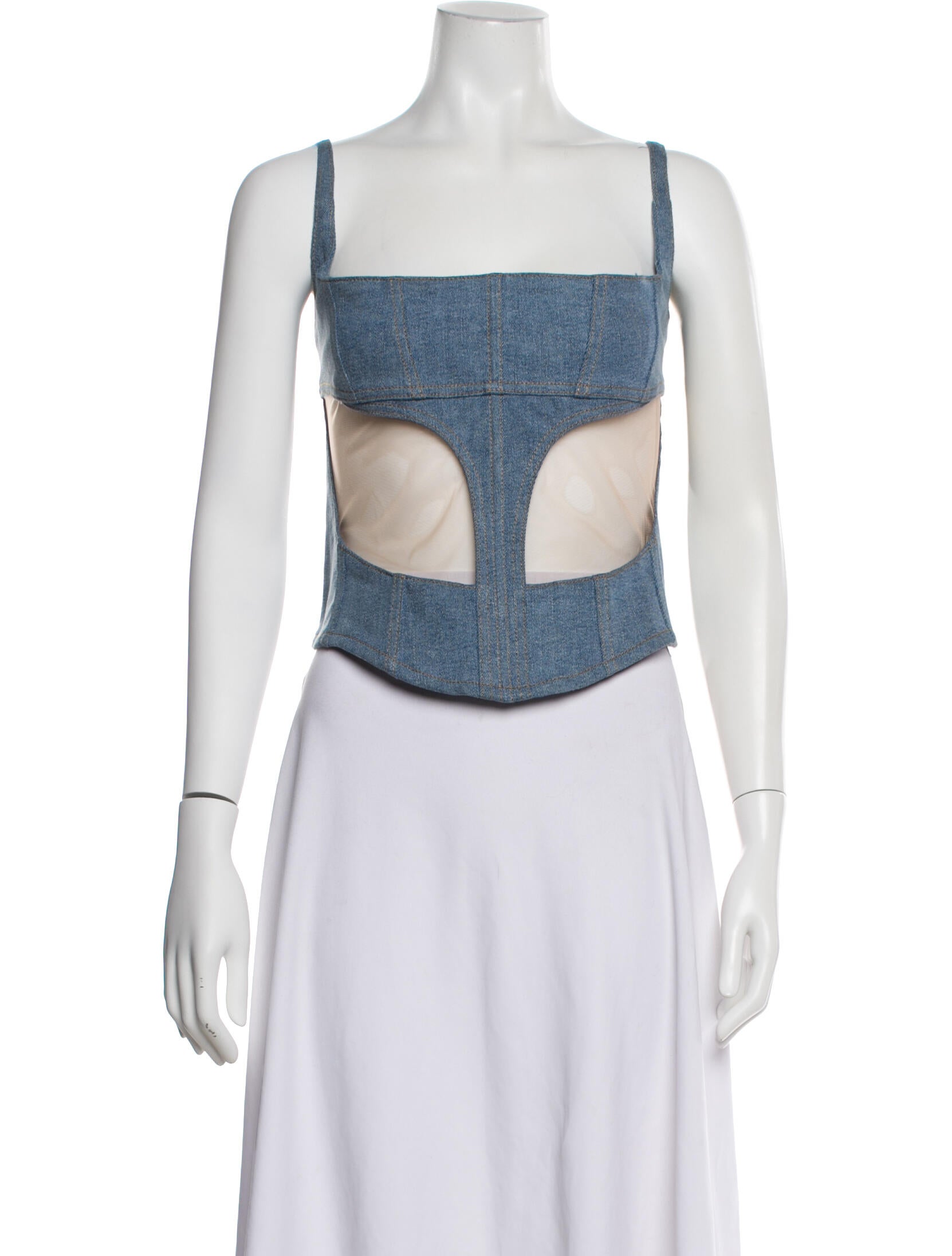 Mugler Square Neckline Sleeveless Top