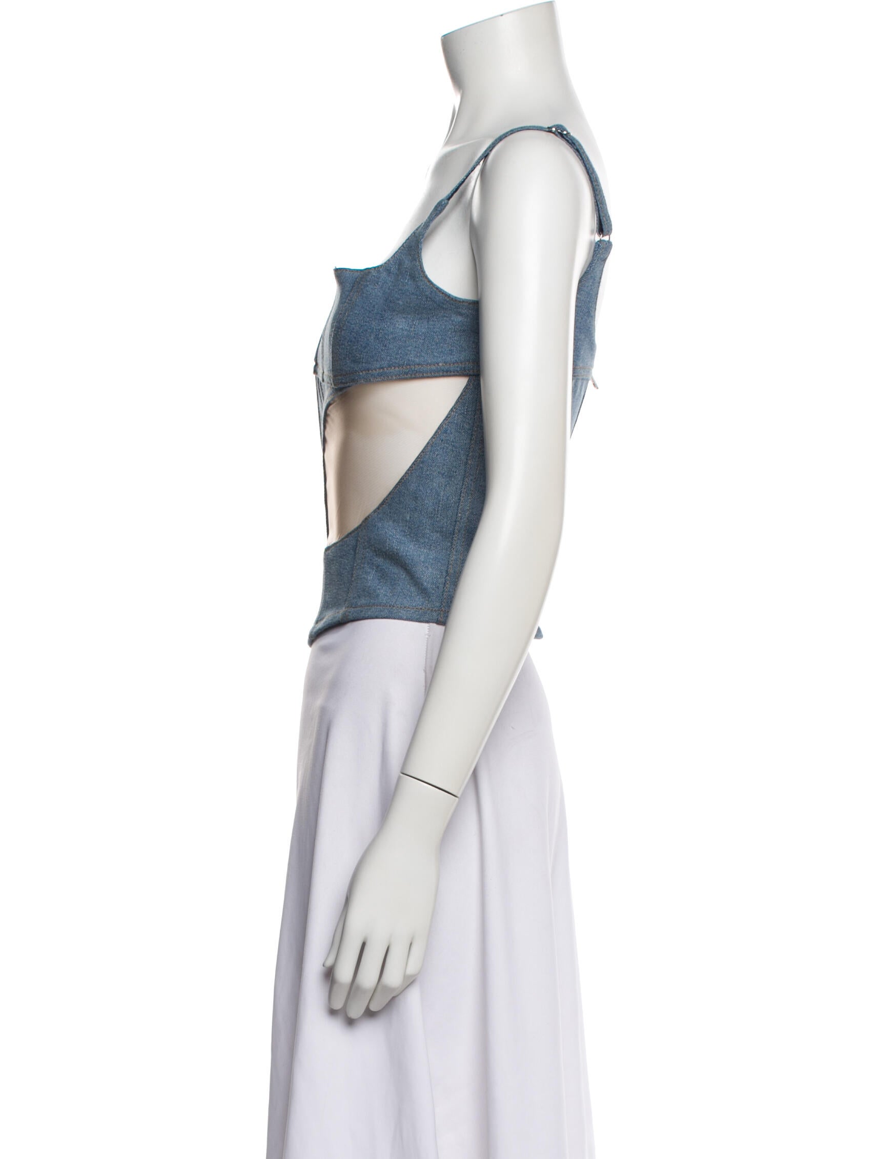 Mugler Square Neckline Sleeveless Top
