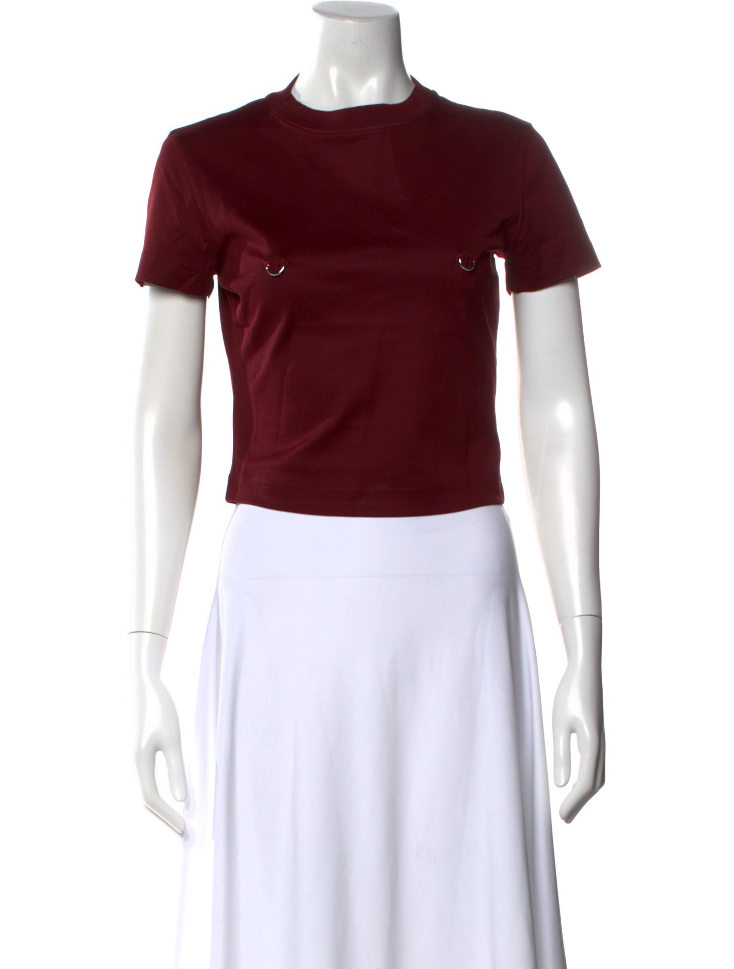 Mugler Crew Neck Short Sleeve Crop Top