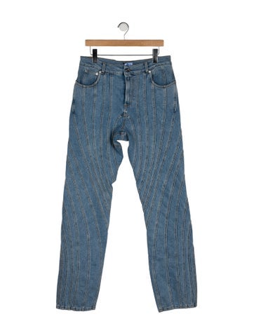 Pre-owned Mugler High-rise Wide Leg Jeans W/ Tags In Blue