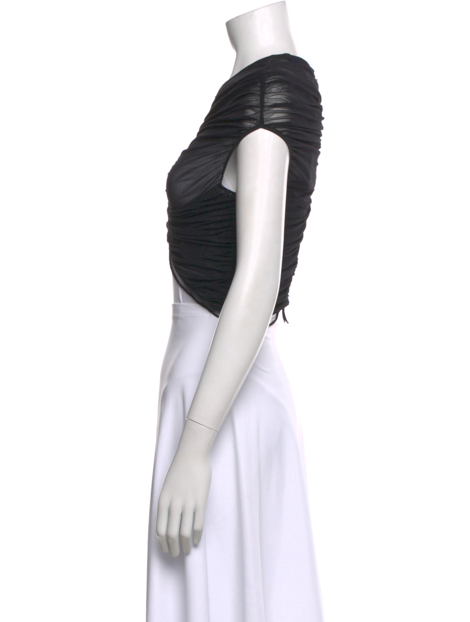 Mugler Asymmetrical Short Sleeve Crop Top