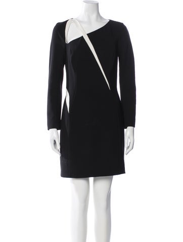 Pre-owned Mugler V-neck Mini Dress In Black
