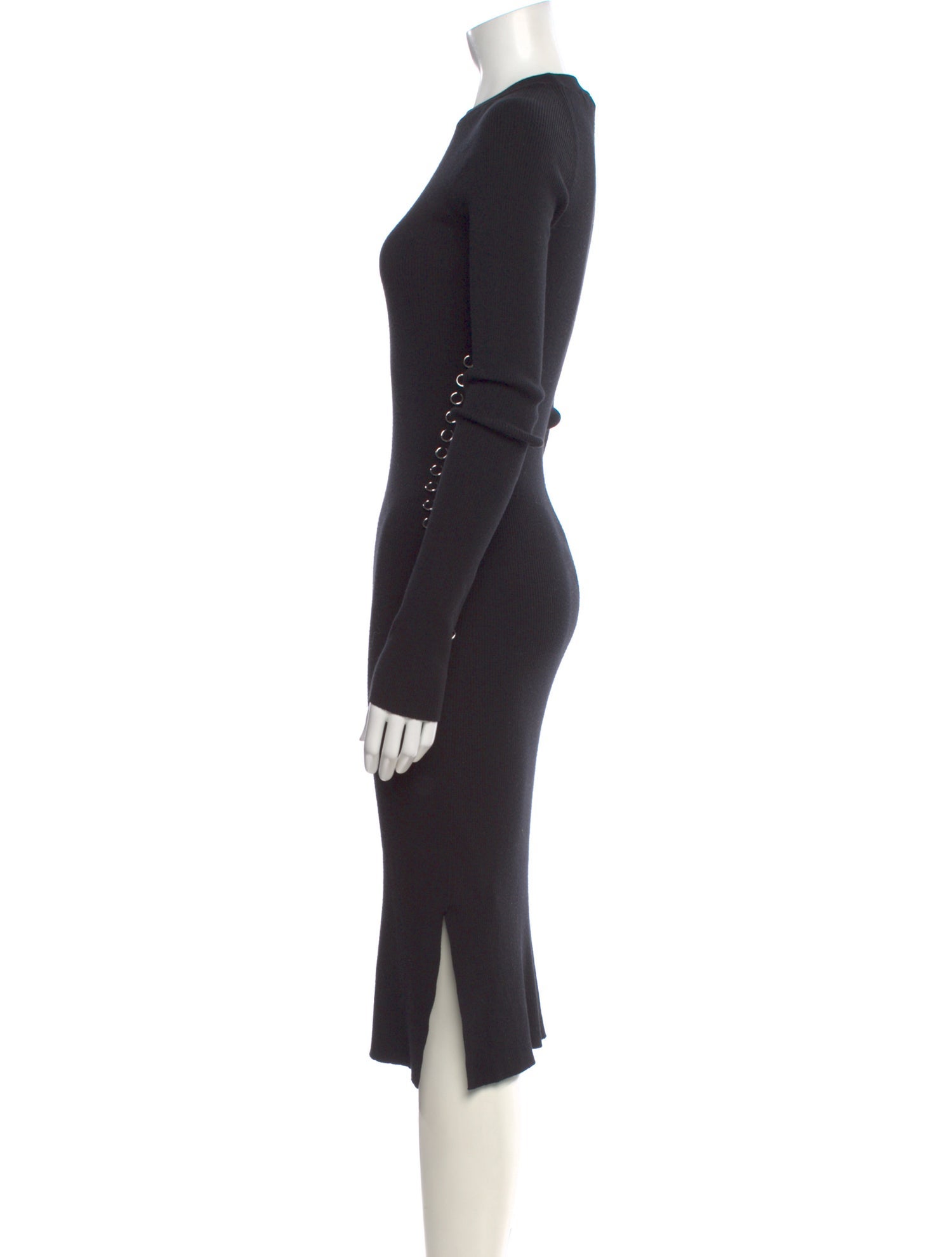 strapless open back dress Mugler Black Mesh Long Sleeve Dress – Treasures of NYC main image 0