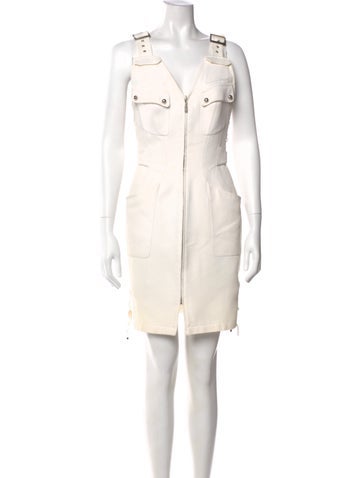 Pre-owned Mugler Vintage Mini Dress In Neutral