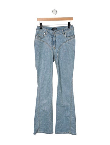 Pre-owned Mugler Mid-rise Wide Leg Jeans In Blue