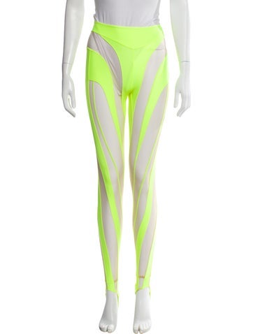 Pre-owned Mugler Colorblock Pattern Skinny Leg Pants In Yellow