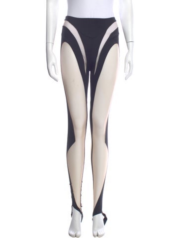 Pre-owned Mugler Striped Skinny Leg Pants In Black