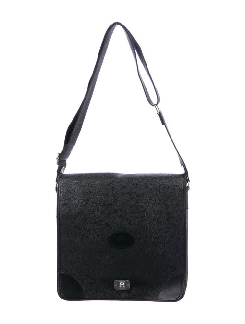 Mulberry Leather Messenger Bag Black