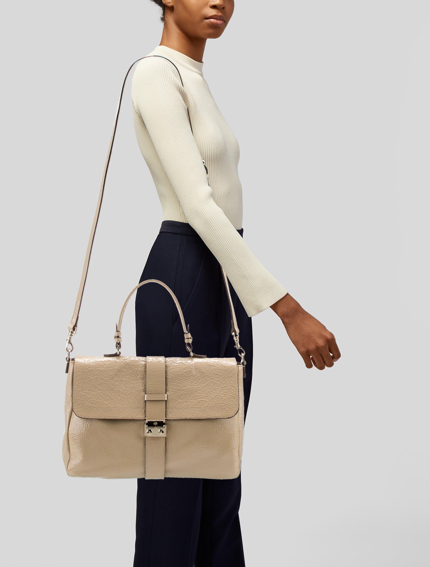 Mulberry Patent Leather Handle Bag Neutrals Handle Bags, Handbags
