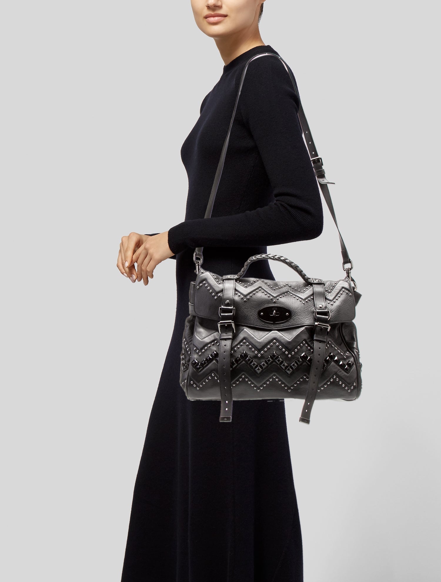 バッグ Mulberry Mulberry Leather Top Handle Bag - Black Handle Bags, Handbags