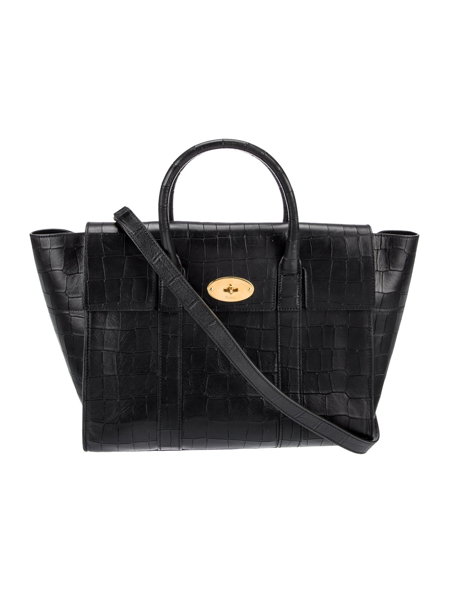 Mulberry Embossed Leather Top Handle Bag