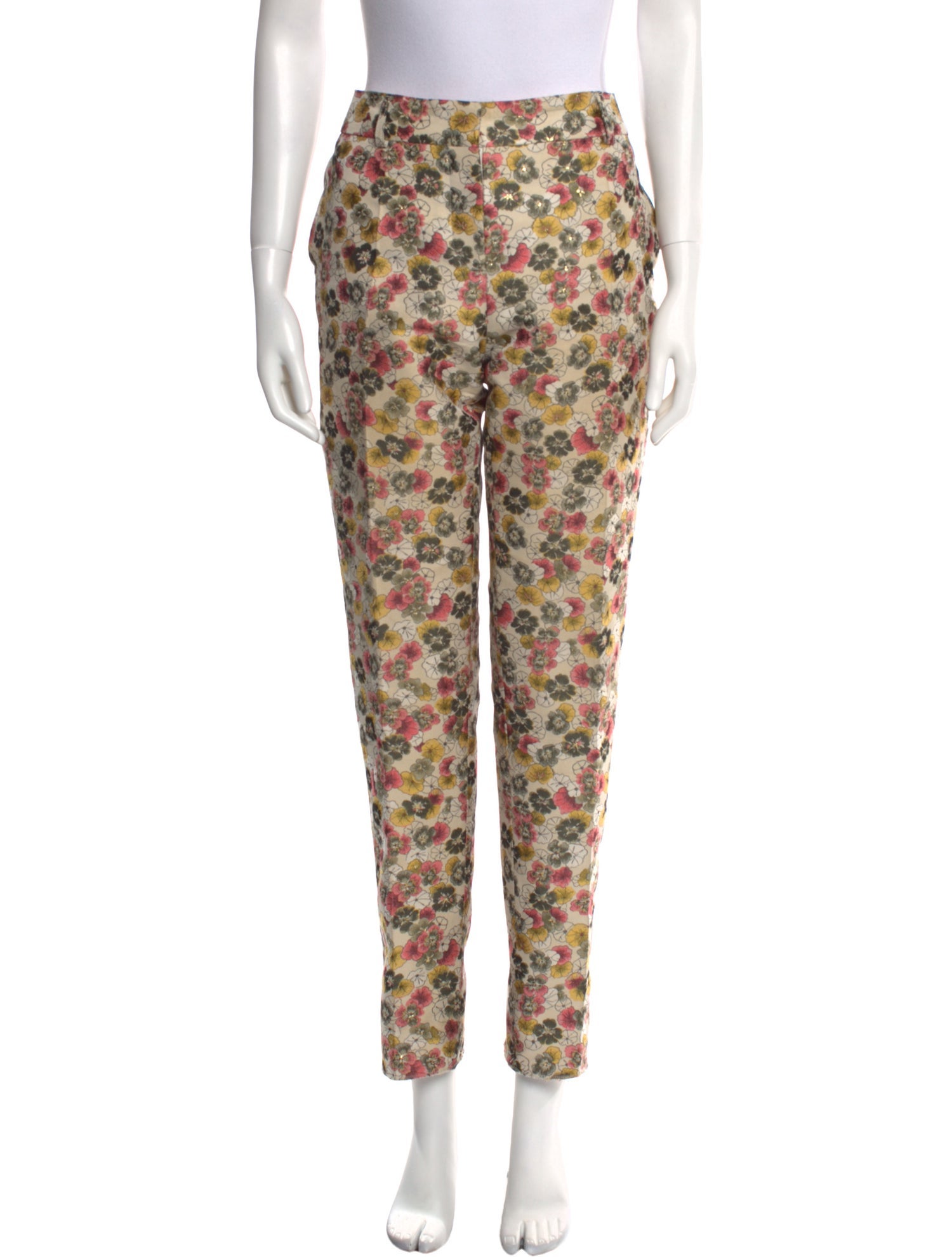 Mulberry Floral Print Straight Leg Pants