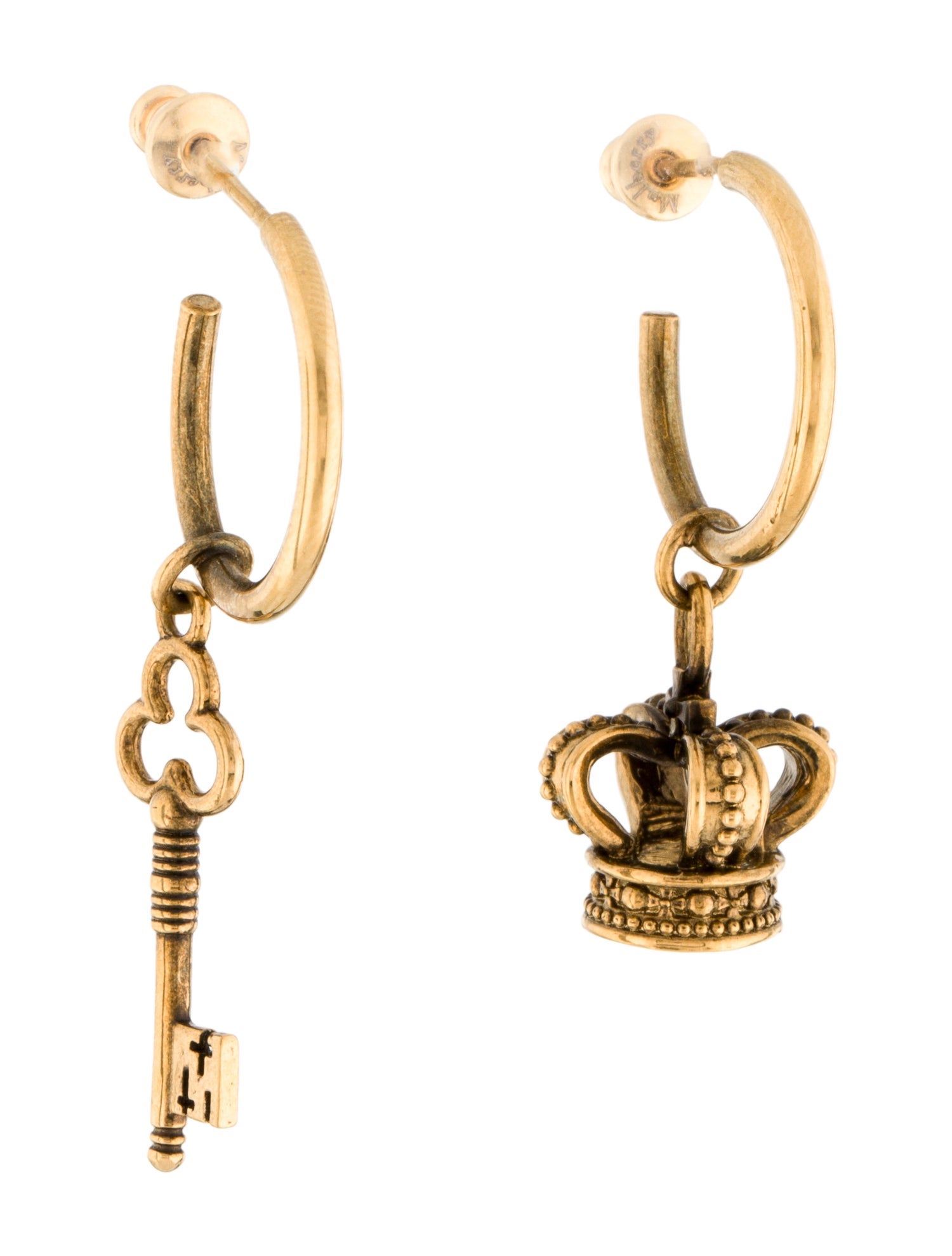 Mulberry Crown & Key Hoop Earrings