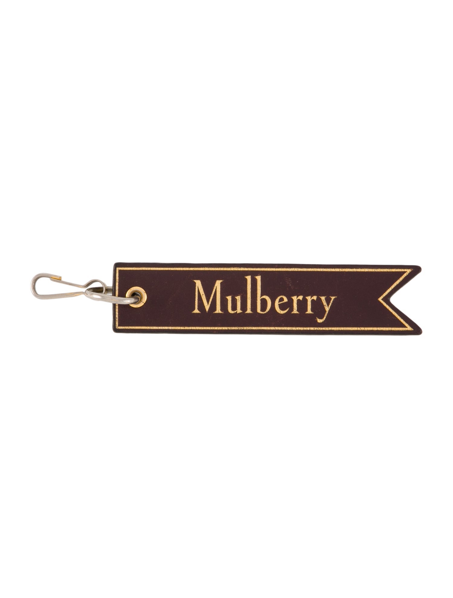 Mulberry Arrow Shape Leather Keychain w/ Gold Embellishment at Front And Antique Gold Claw At Closure