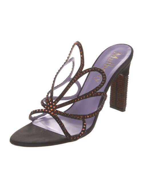 Mulberry Leather Crystal Embellishments Slides