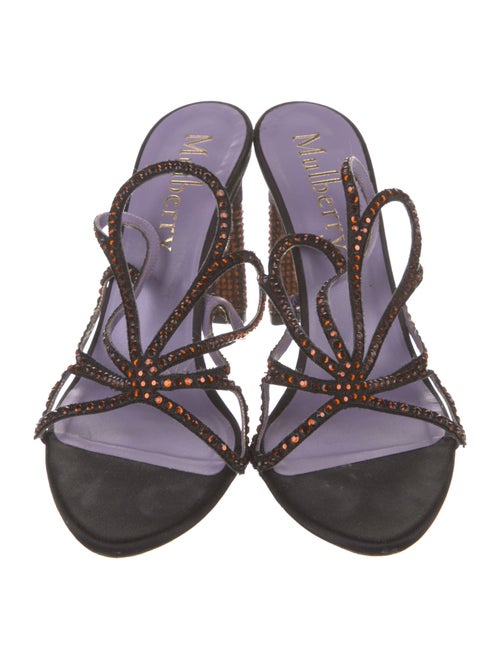 Mulberry Leather Crystal Embellishments Slides