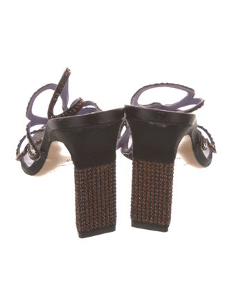 Mulberry Leather Crystal Embellishments Slides