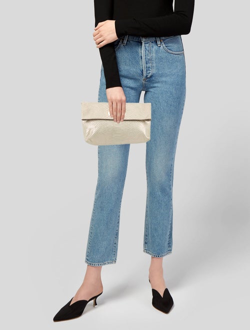 Mulberry Embossed Leather Clutch