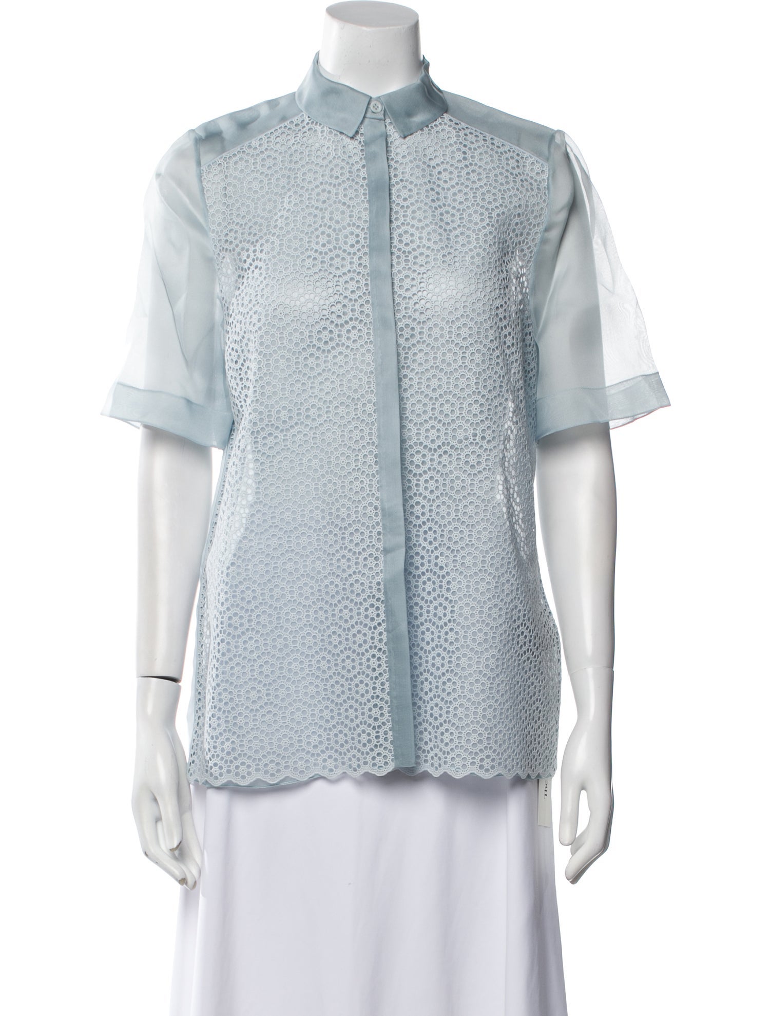 Mulberry Mock Neck Short Sleeve Button-Up Top
