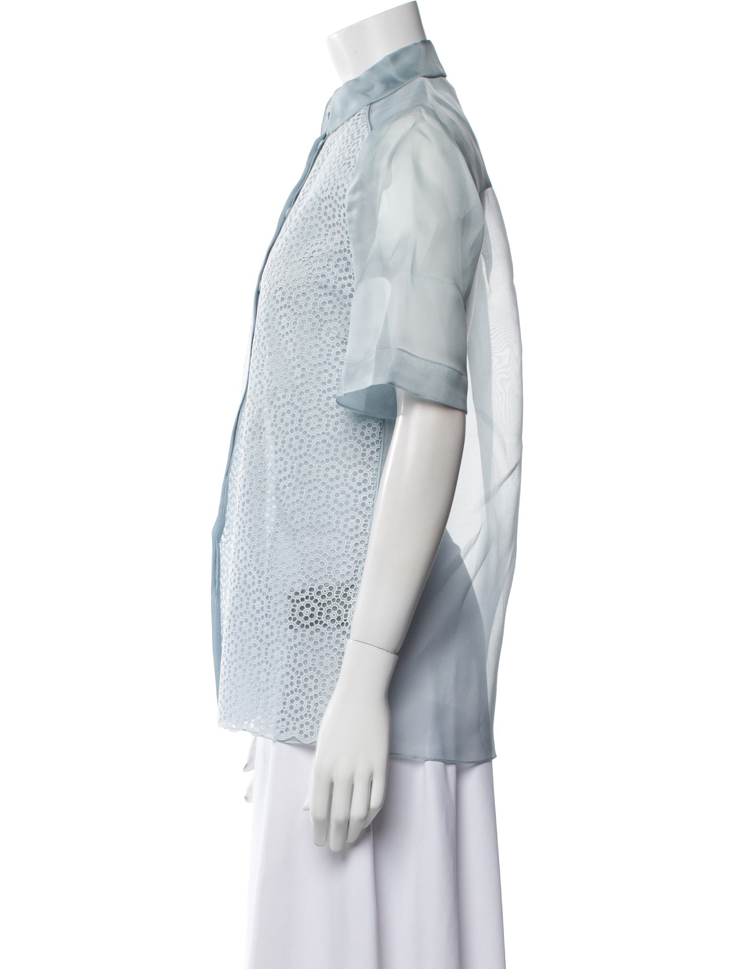 Mulberry Mock Neck Short Sleeve Button-Up Top