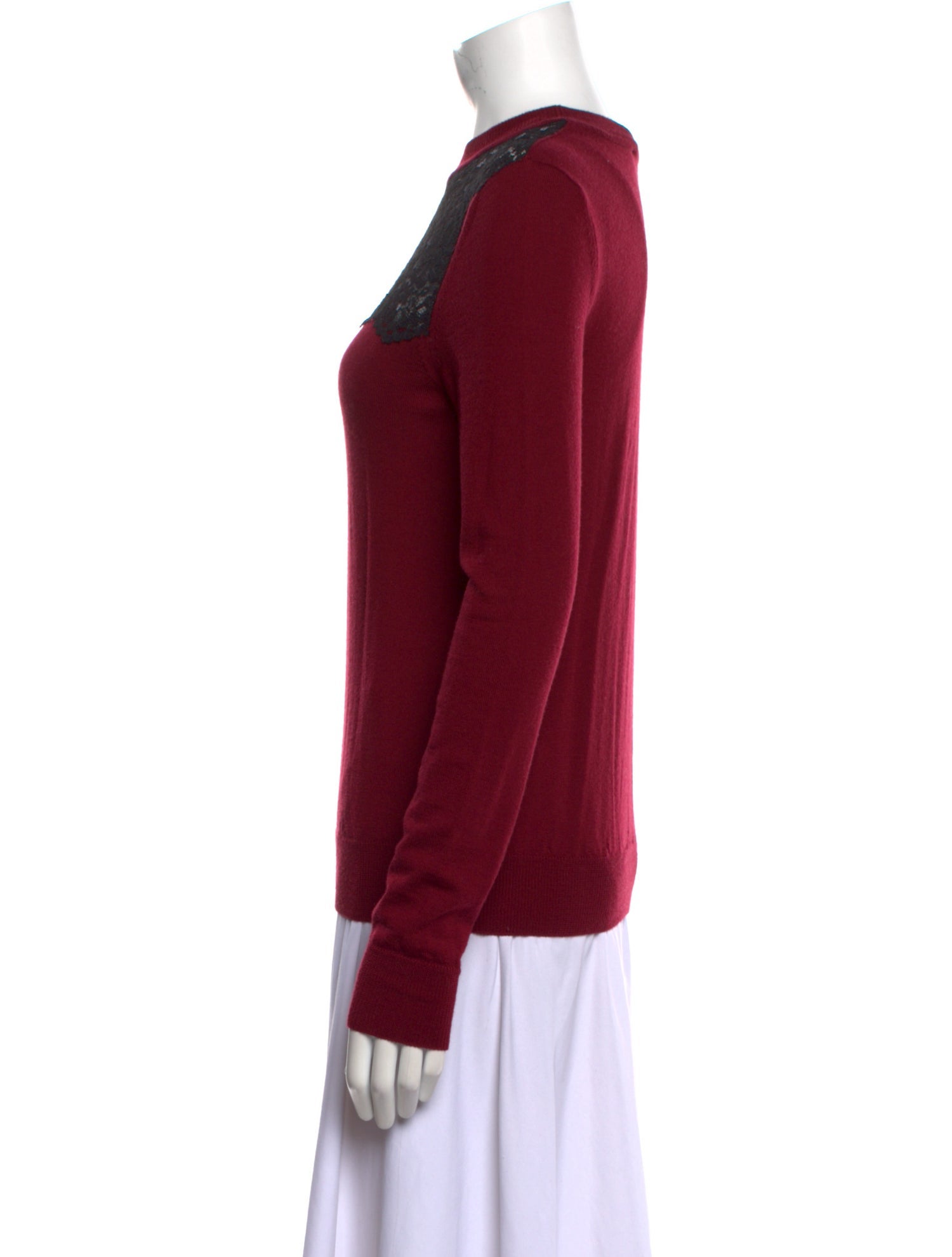 Mulberry Colorblock Pattern Crew Neck Sweater