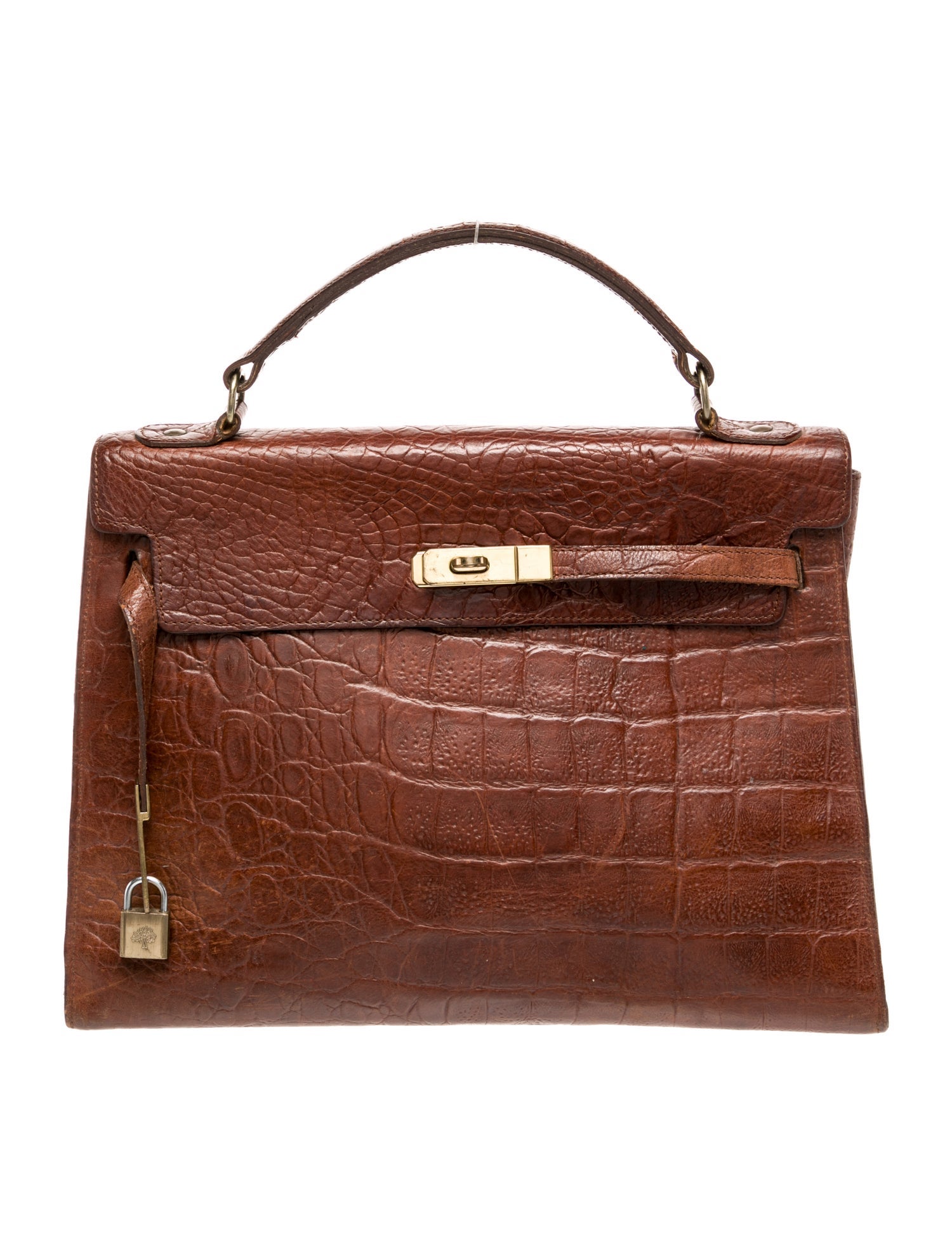 Mulberry Embossed Leather Top Handle Bag Vintage