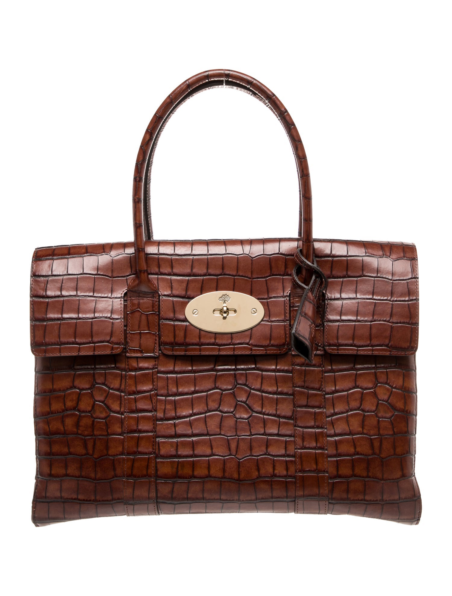 Mulberry Embossed Leather Top Handle Bag