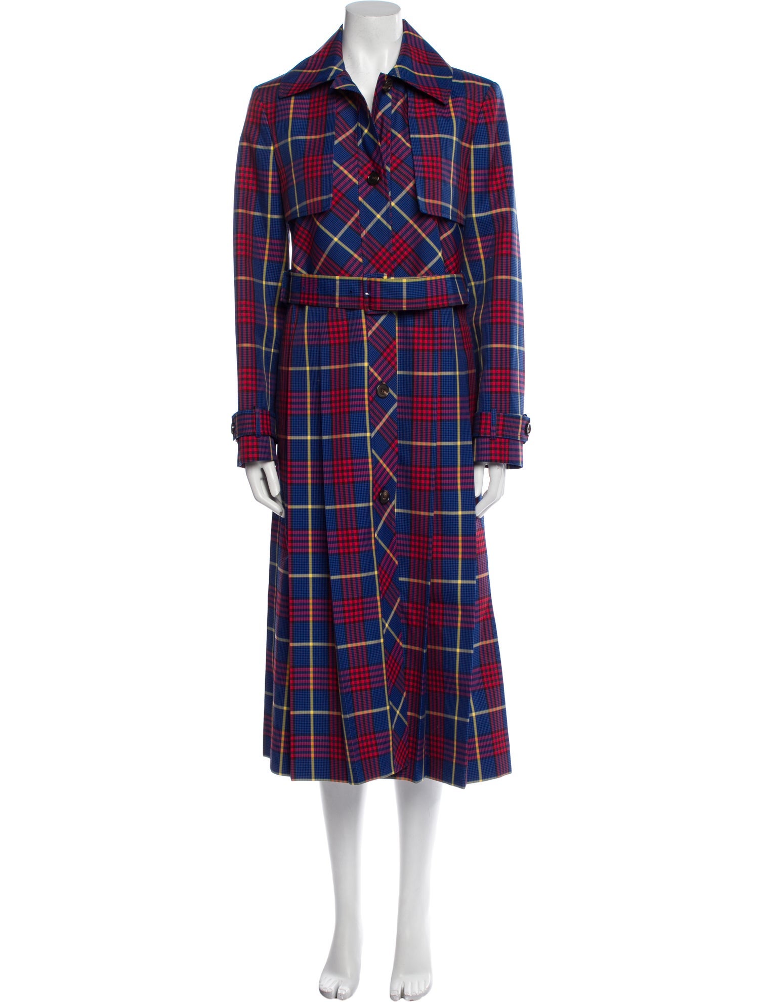 Mulberry Plaid Print Trench Coat